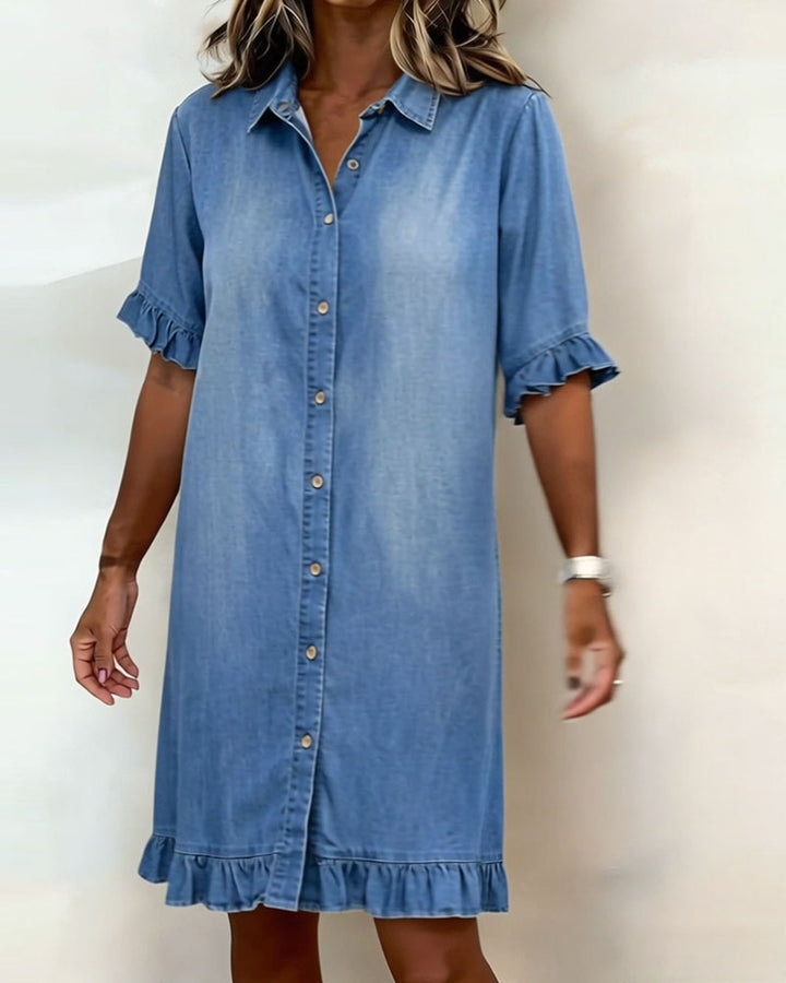 Maria - Bequemes Denim-Kleid mit schmeichelnden Falten