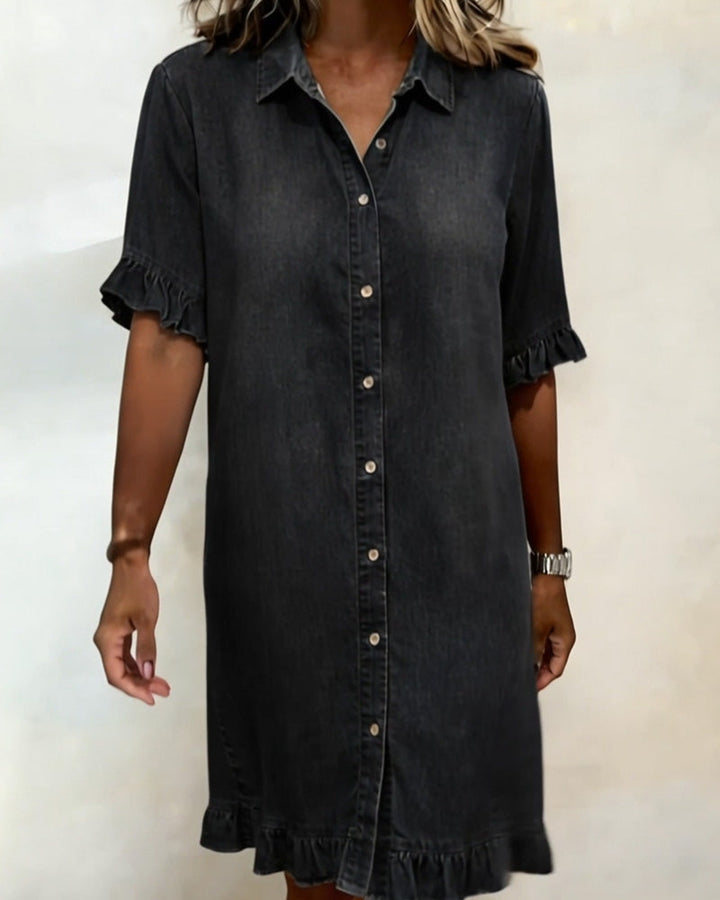 Maria - Bequemes Denim-Kleid mit schmeichelnden Falten
