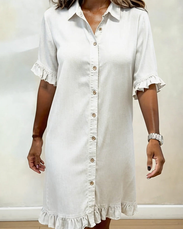 Maria - Bequemes Denim-Kleid mit schmeichelnden Falten