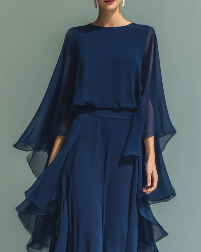Aurora – Elegantes Komplett-Outfit aus Chiffon mit Volants