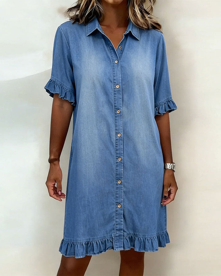 Maria - Bequemes Denim-Kleid mit schmeichelnden Falten