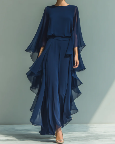 Aurora – Elegantes Komplett-Outfit aus Chiffon mit Volants