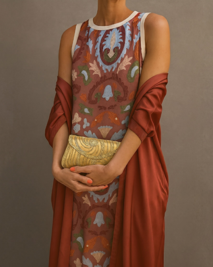 Daniela - Langes Kleid mit passendem Gilet