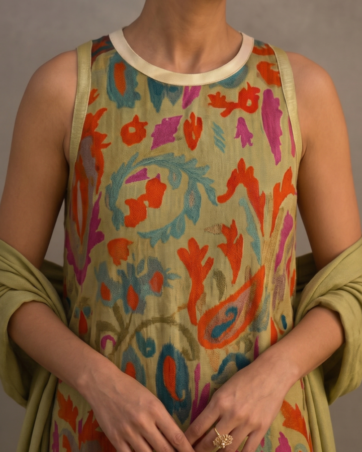 Daniela - Langes Kleid mit passendem Gilet