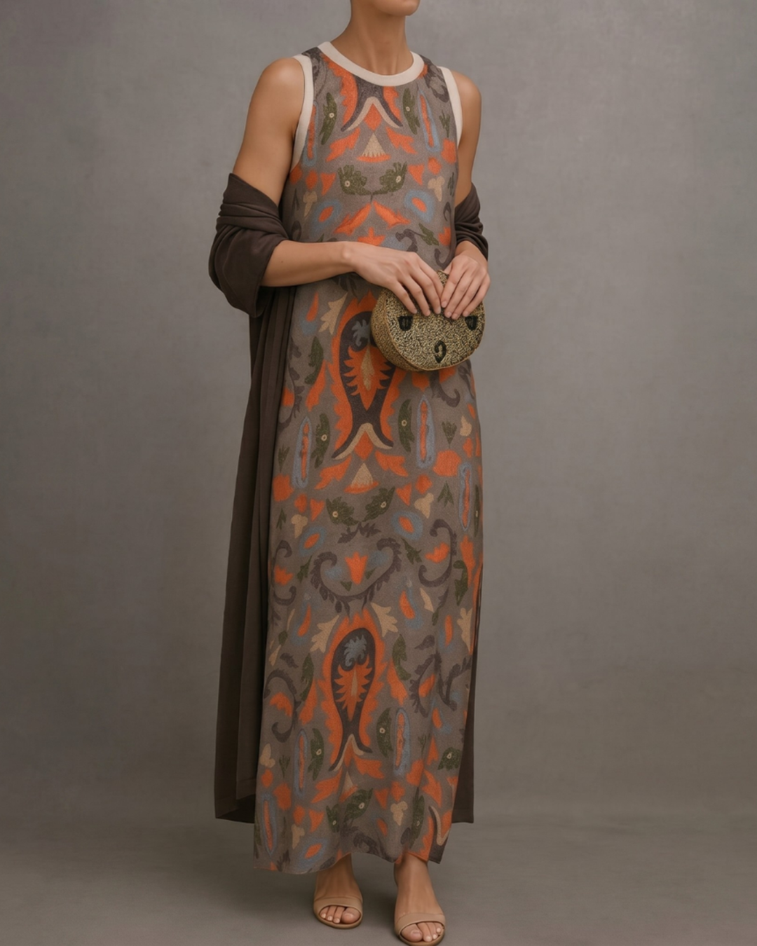 Daniela - Langes Kleid mit passendem Gilet
