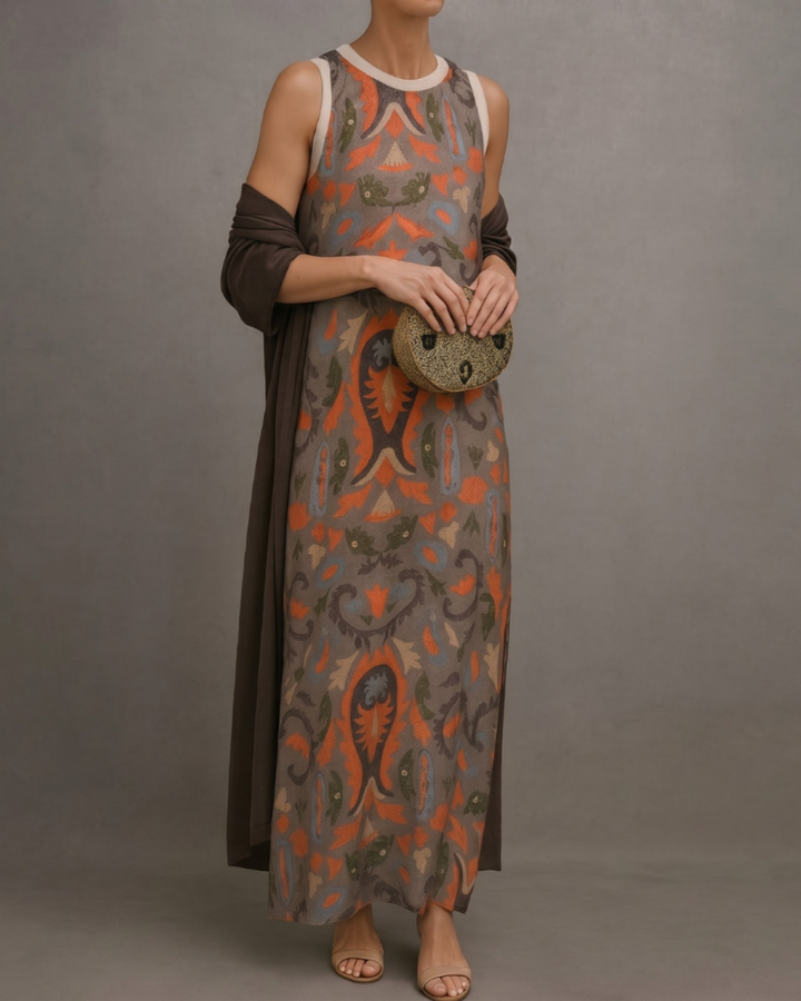 Daniela - Langes Kleid mit passendem Gilet