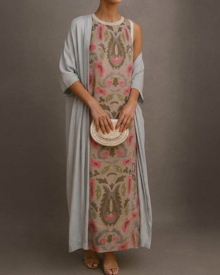 Daniela - Langes Kleid mit passendem Gilet