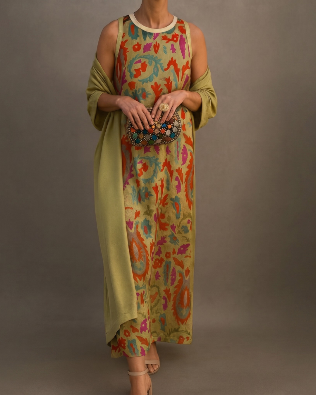 Daniela - Langes Kleid mit passendem Gilet