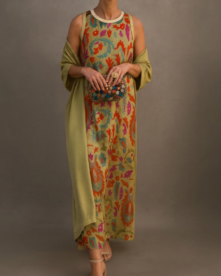 Daniela - Langes Kleid mit passendem Gilet