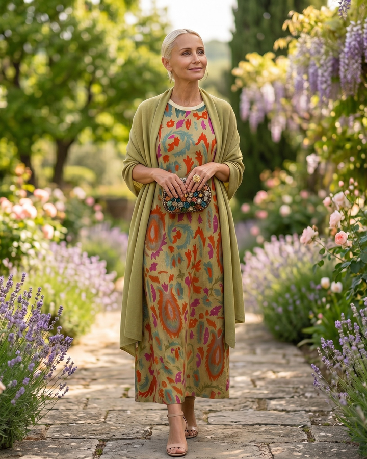 Daniela - Langes Kleid mit passendem Gilet