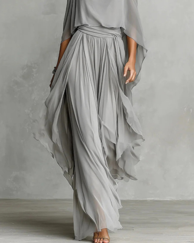 Isabela - Elegantes graues Set mit Spaghettiträger-Top und leichter Hose