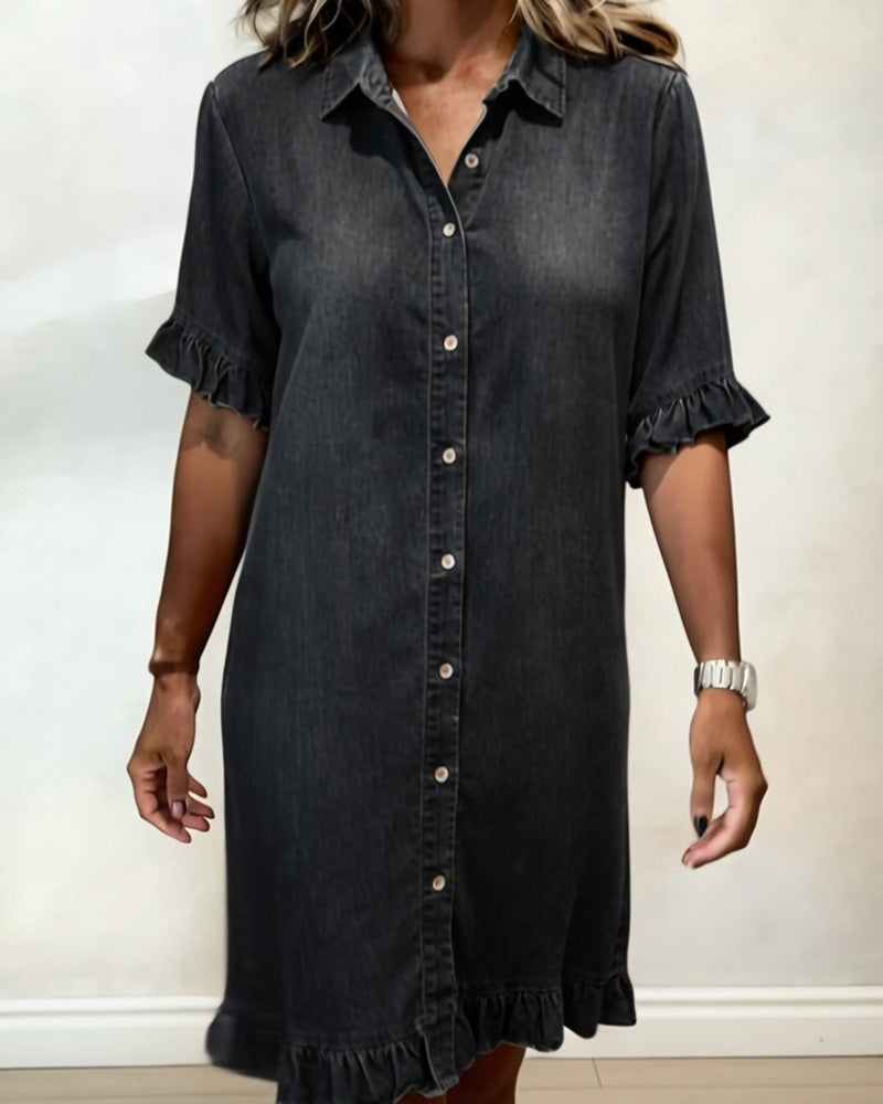 Maria - Bequemes Denim-Kleid mit schmeichelnden Falten