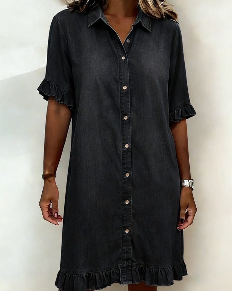 Maria - Bequemes Denim-Kleid mit schmeichelnden Falten