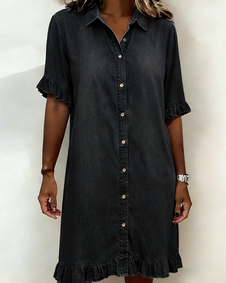 Maria - Bequemes Denim-Kleid mit schmeichelnden Falten