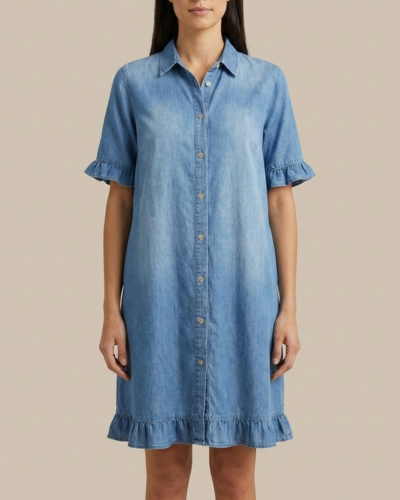 Maria - Bequemes Denim-Kleid mit schmeichelnden Falten