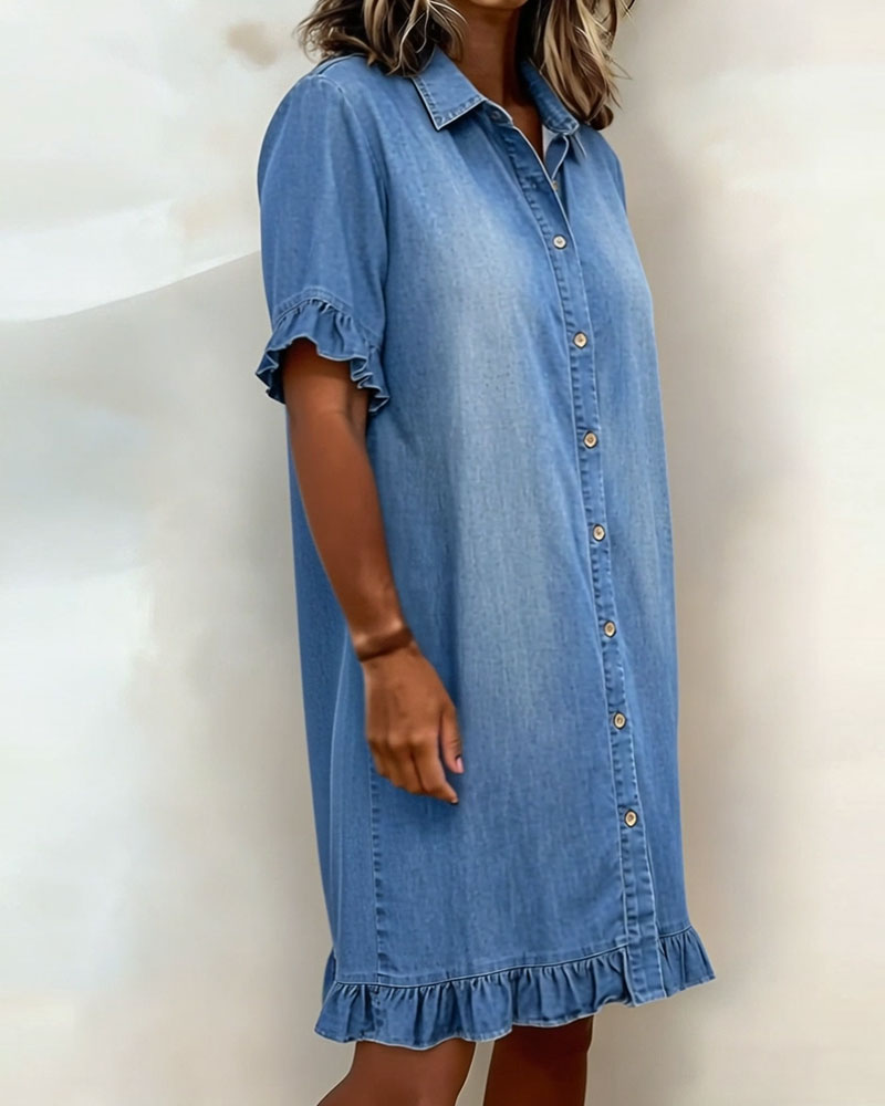 Maria - Bequemes Denim-Kleid mit schmeichelnden Falten