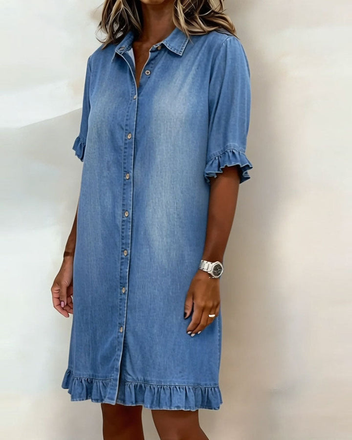 Maria - Bequemes Denim-Kleid mit schmeichelnden Falten