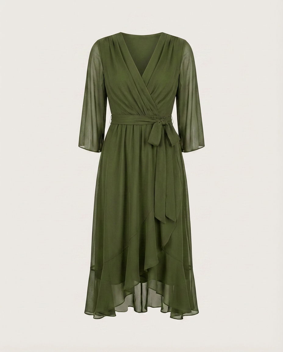 MARTA - CHIFFONKLEID MIT V-AUSSCHNITT