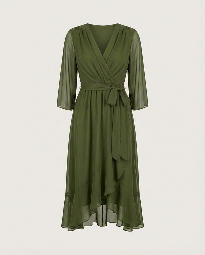 MARTA - CHIFFONKLEID MIT V-AUSSCHNITT