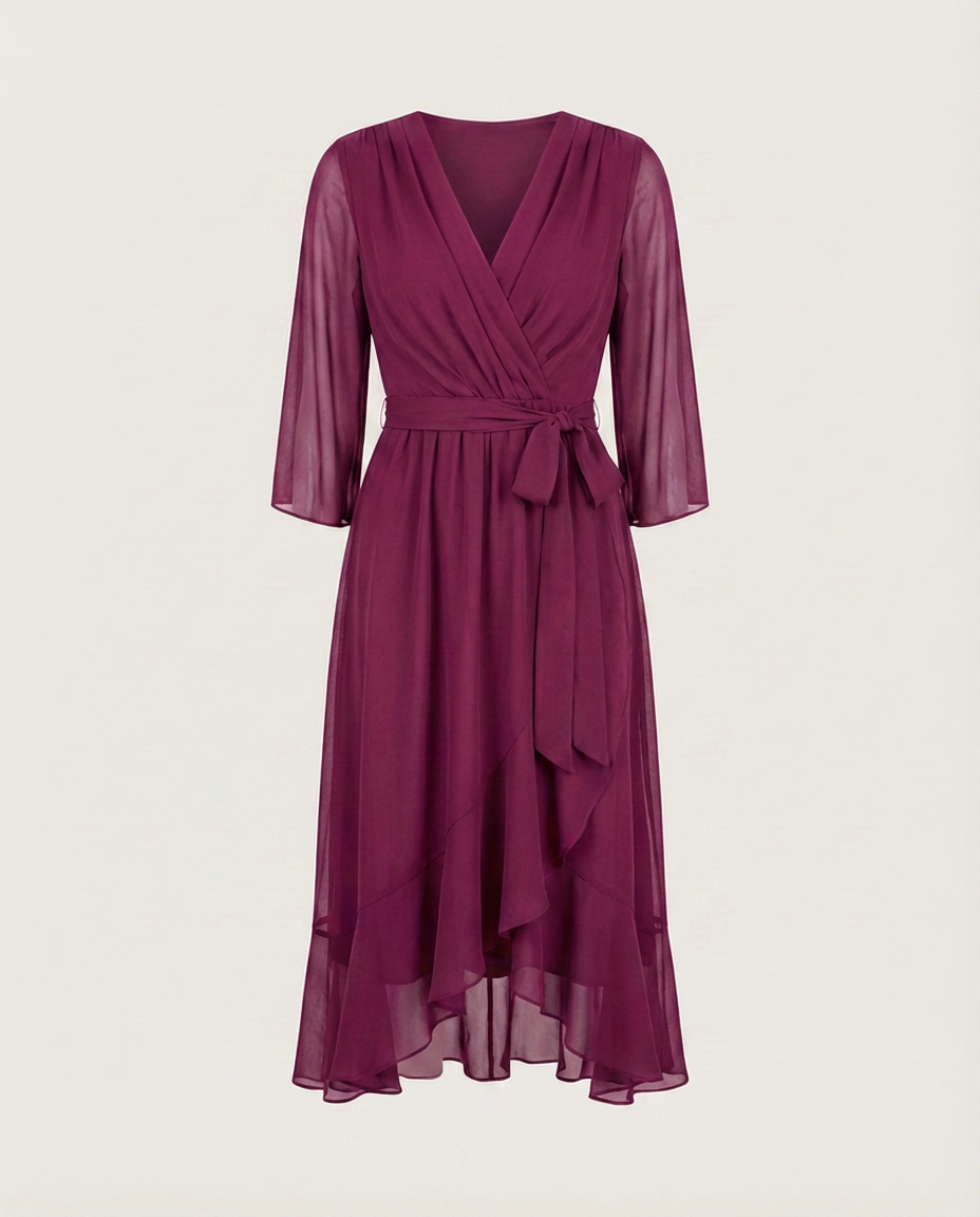 MARTA - CHIFFONKLEID MIT V-AUSSCHNITT