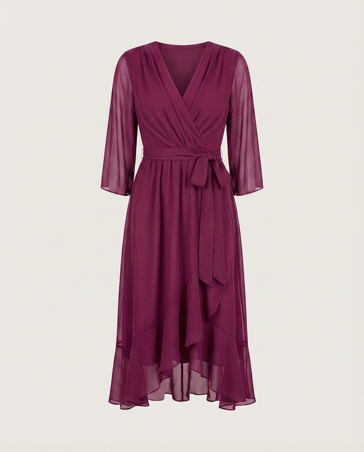 MARTA - CHIFFONKLEID MIT V-AUSSCHNITT