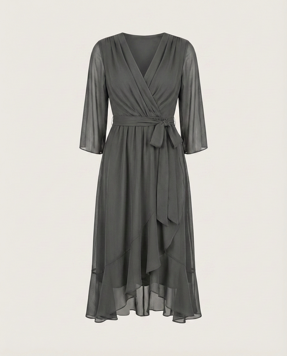 MARTA - CHIFFONKLEID MIT V-AUSSCHNITT