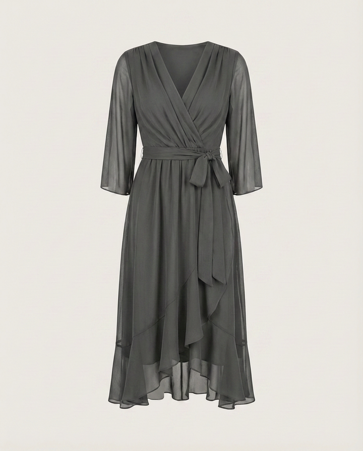 MARTA - CHIFFONKLEID MIT V-AUSSCHNITT