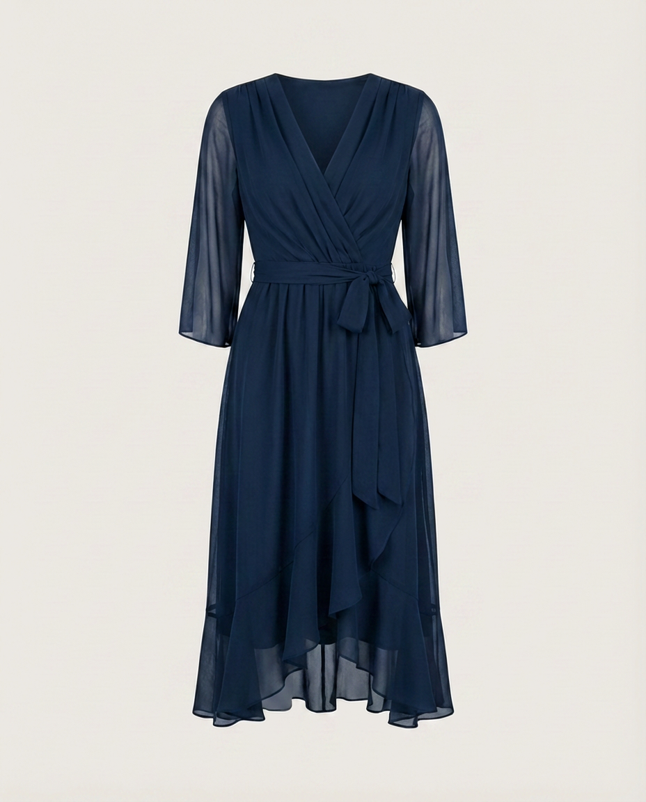 MARTA - CHIFFONKLEID MIT V-AUSSCHNITT