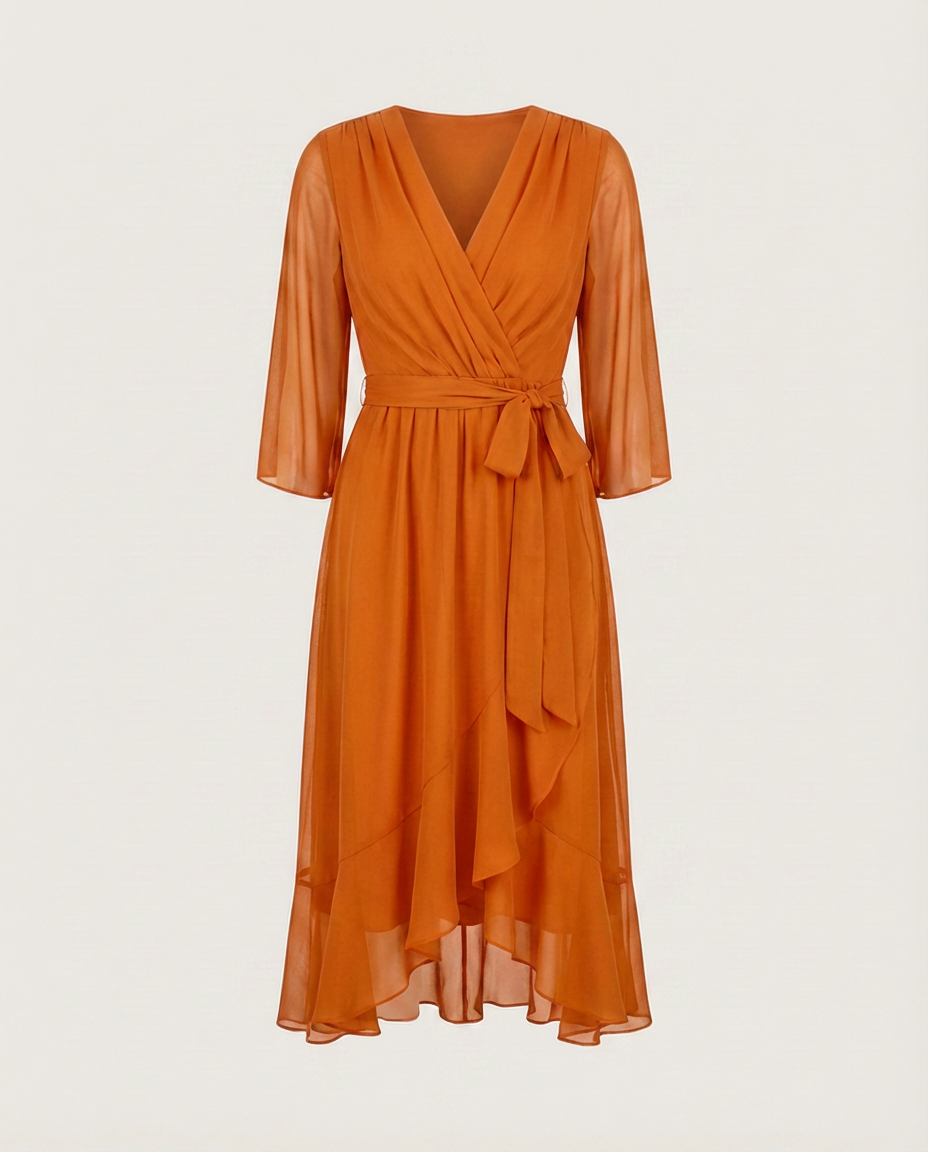 MARTA - CHIFFONKLEID MIT V-AUSSCHNITT