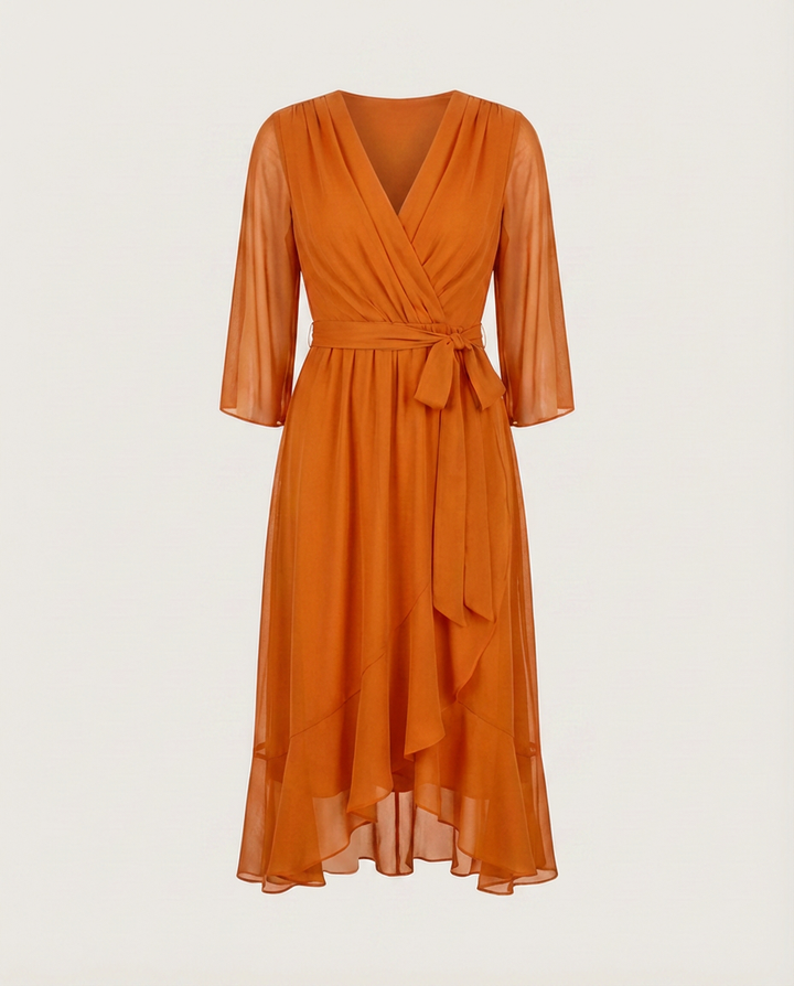 MARTA - CHIFFONKLEID MIT V-AUSSCHNITT