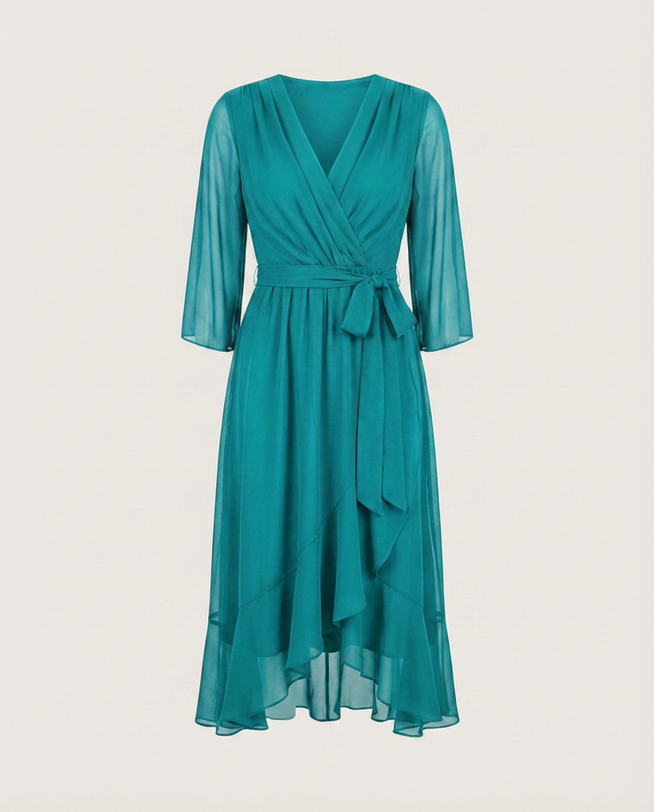 MARTA - CHIFFONKLEID MIT V-AUSSCHNITT