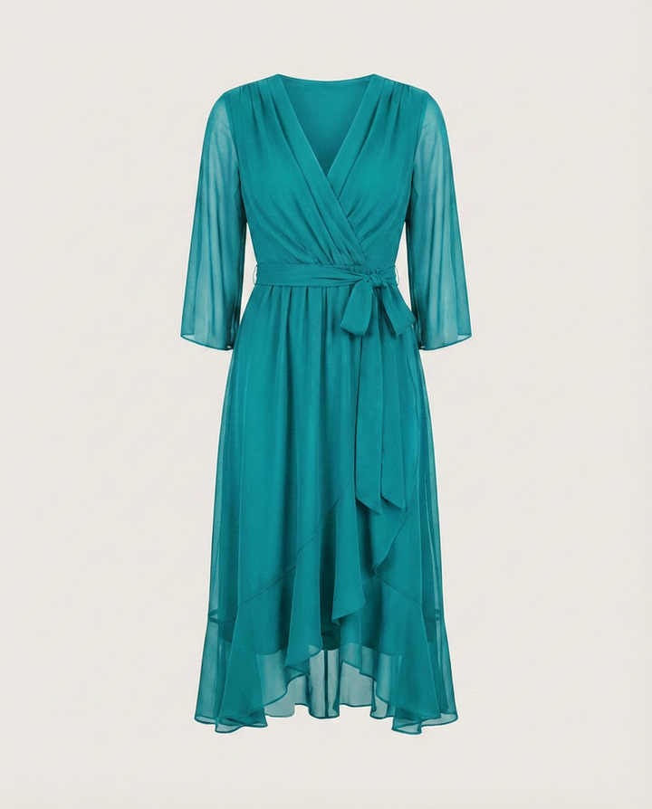 MARTA - CHIFFONKLEID MIT V-AUSSCHNITT