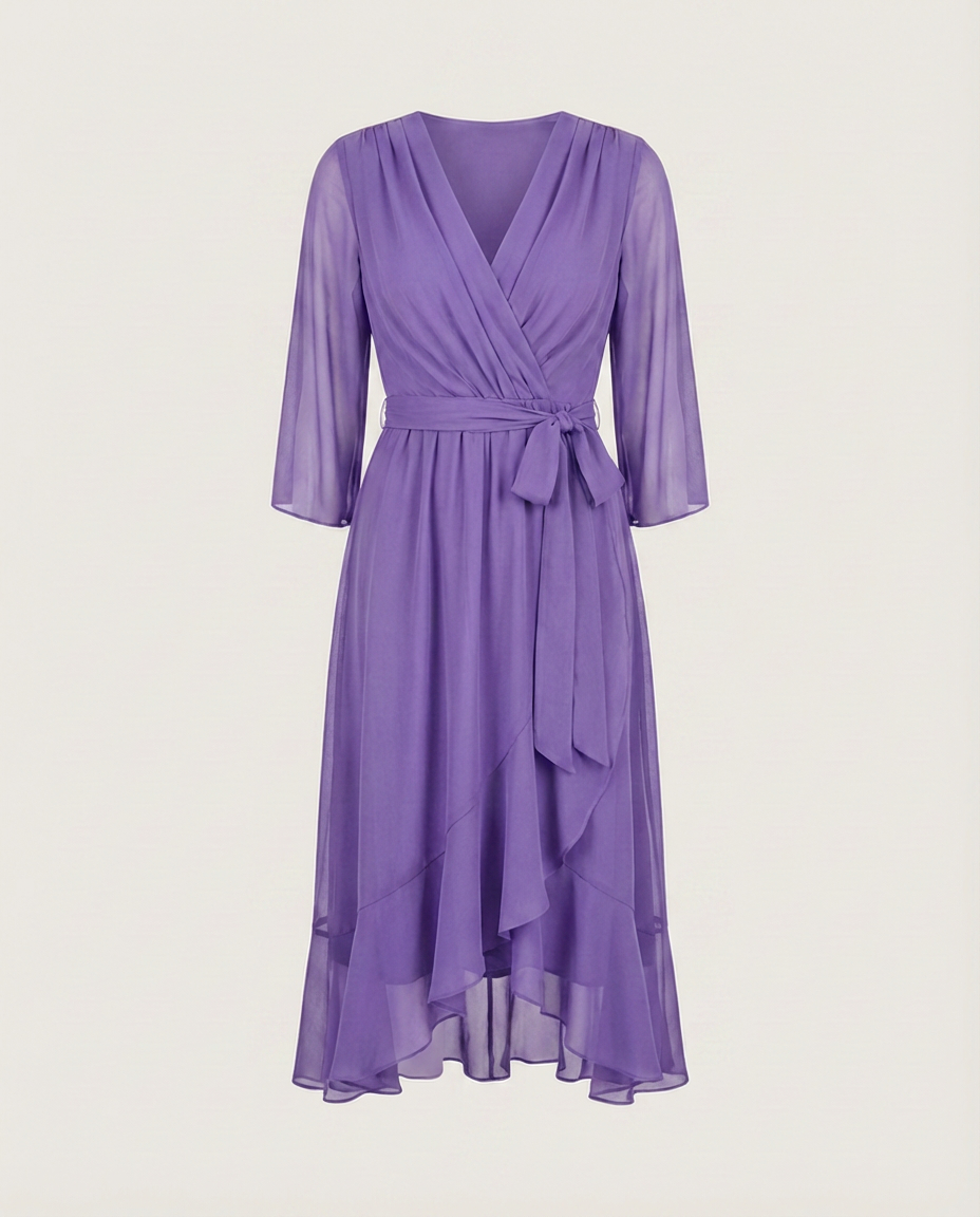 MARTA - CHIFFONKLEID MIT V-AUSSCHNITT