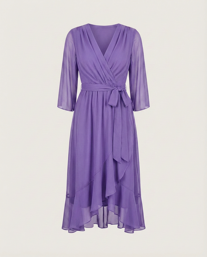 MARTA - CHIFFONKLEID MIT V-AUSSCHNITT