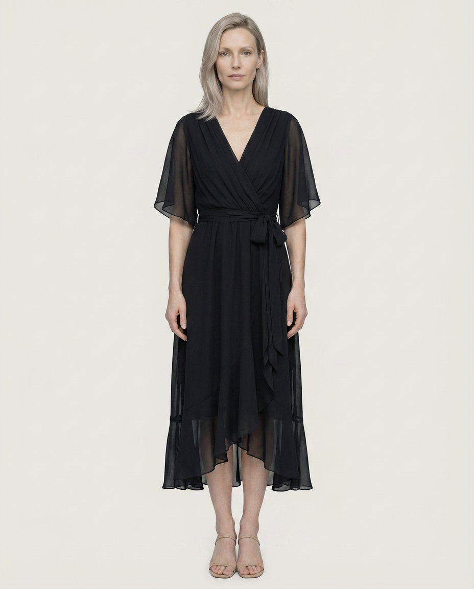 MARTA - CHIFFONKLEID MIT V-AUSSCHNITT