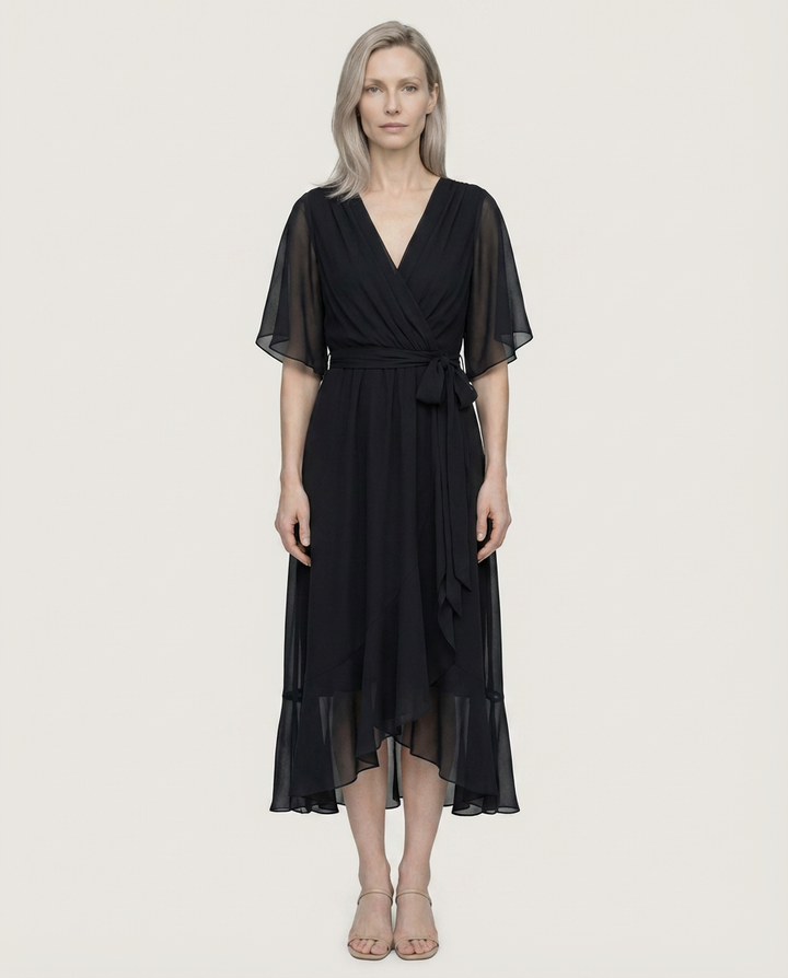MARTA - CHIFFONKLEID MIT V-AUSSCHNITT