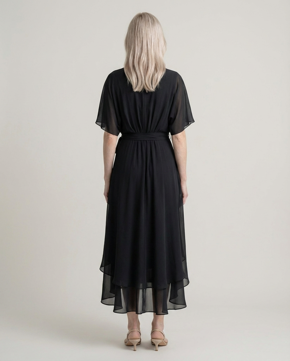 MARTA - CHIFFONKLEID MIT V-AUSSCHNITT