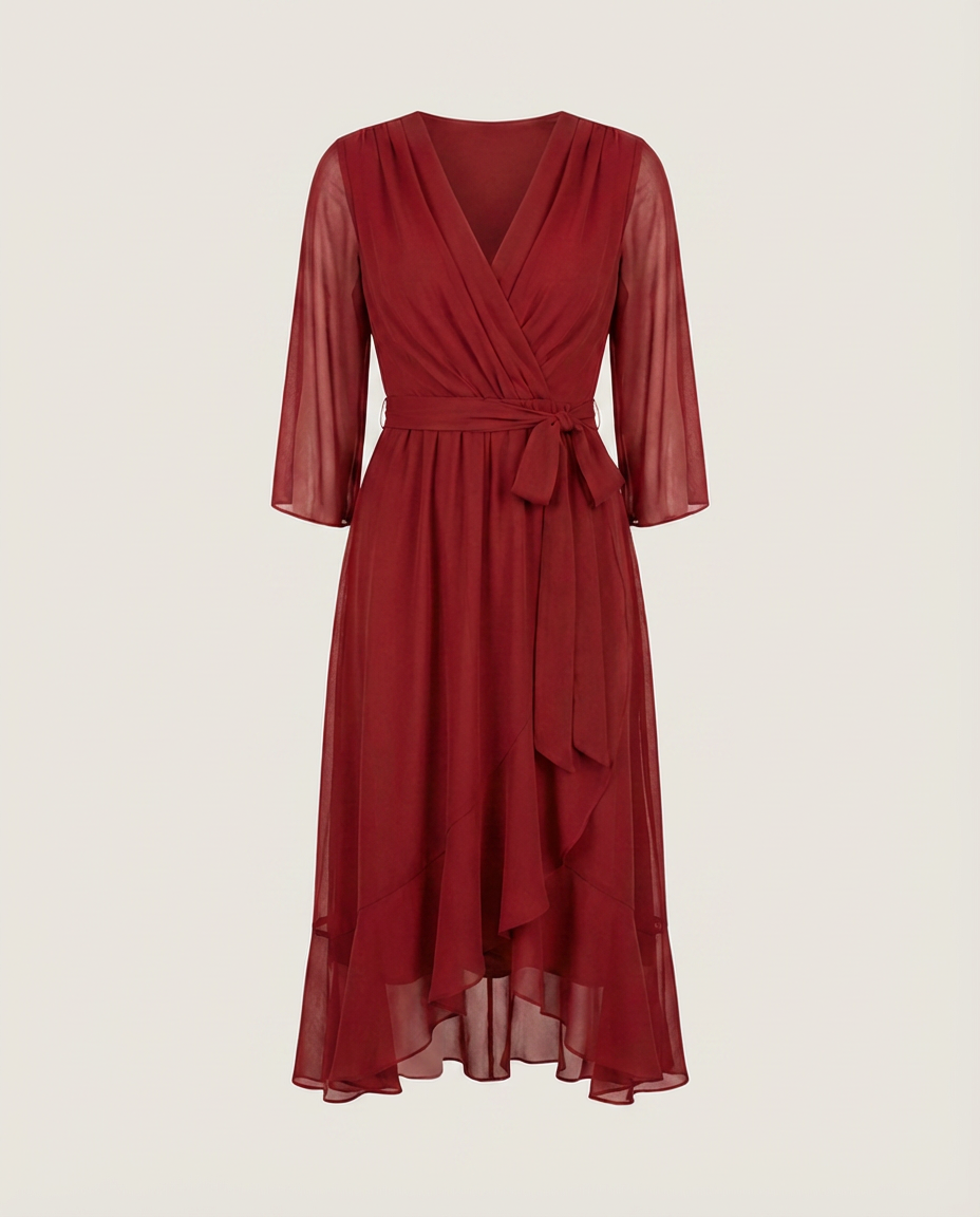 MARTA - CHIFFONKLEID MIT V-AUSSCHNITT