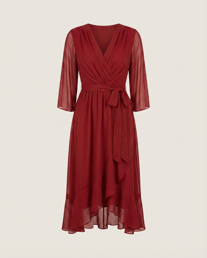 MARTA - CHIFFONKLEID MIT V-AUSSCHNITT
