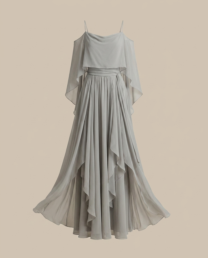 Isabela - Elegantes graues Set mit Spaghettiträger-Top und leichter Hose