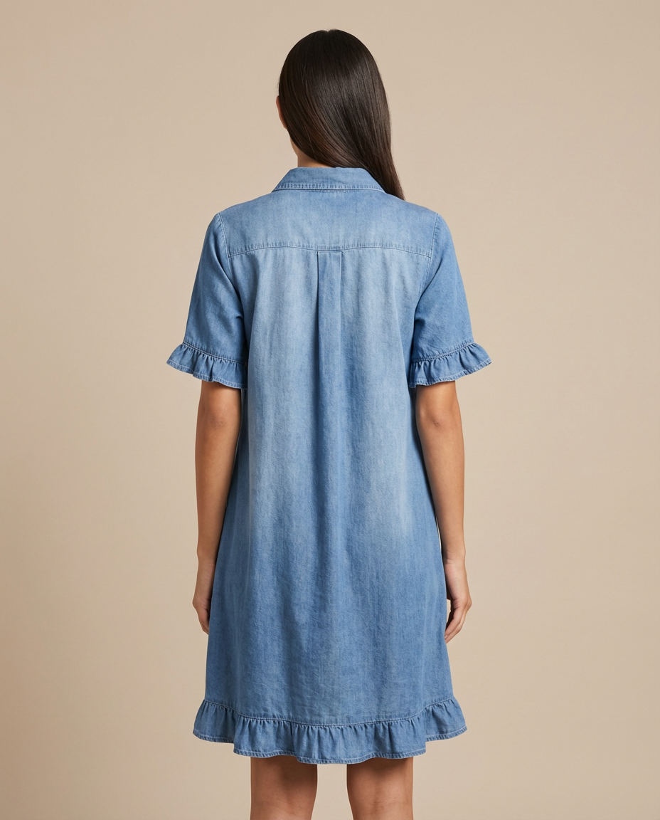 Maria - Bequemes Denim-Kleid mit schmeichelnden Falten