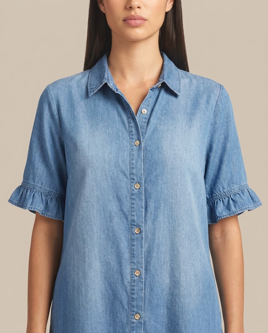 Maria - Bequemes Denim-Kleid mit schmeichelnden Falten