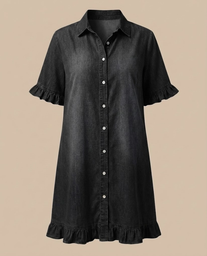 Maria - Bequemes Denim-Kleid mit schmeichelnden Falten