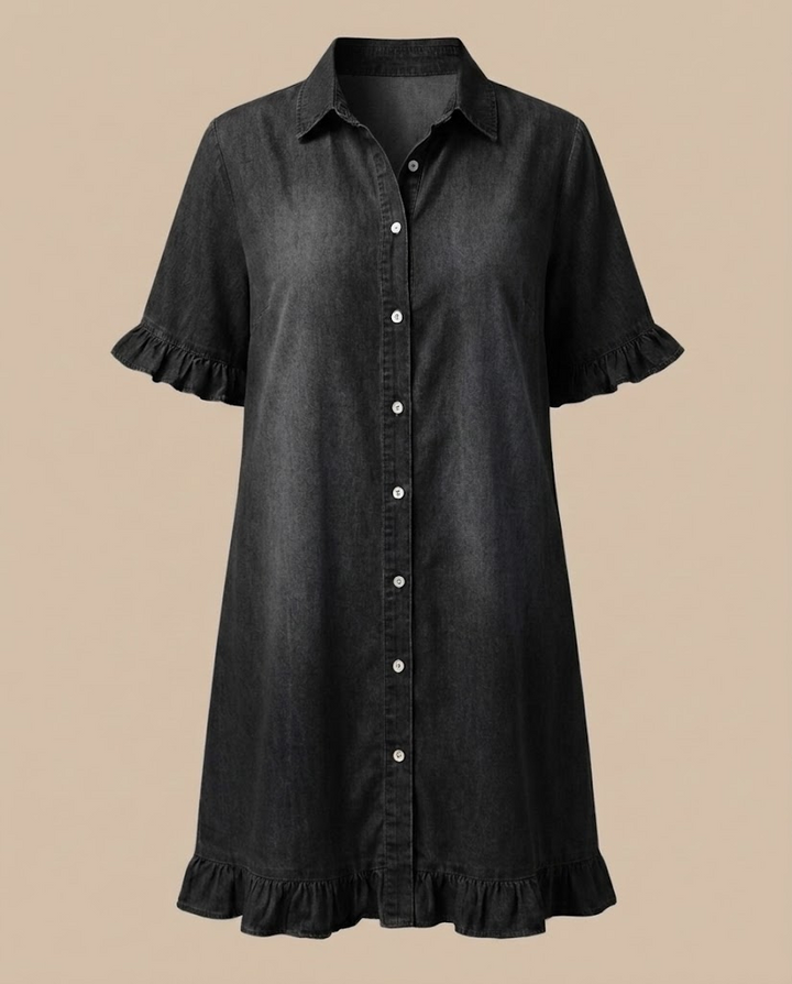 Maria - Bequemes Denim-Kleid mit schmeichelnden Falten