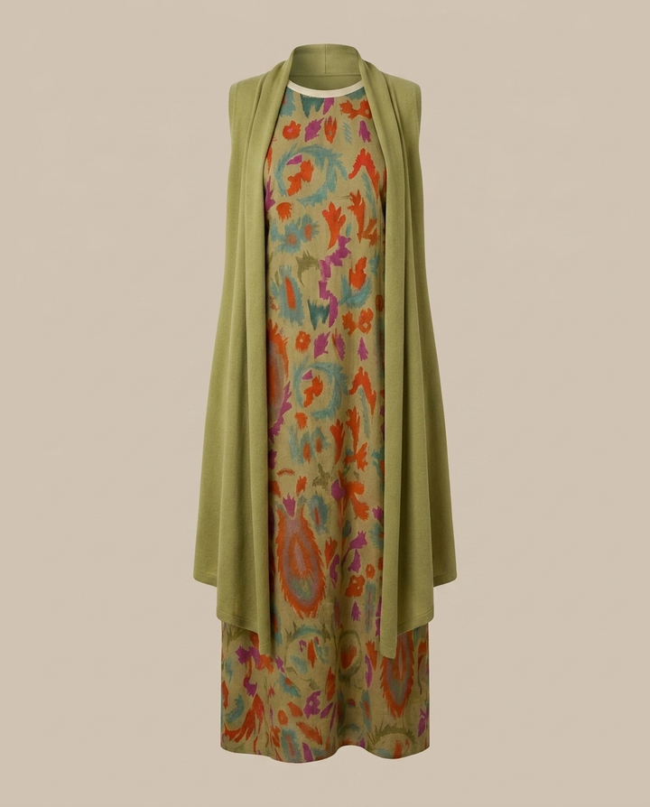 Daniela - Langes Kleid mit passendem Gilet