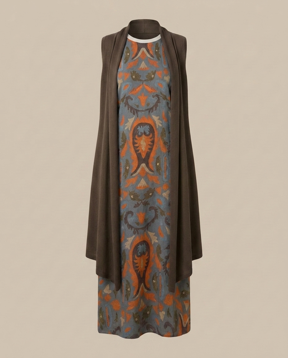 Daniela - Langes Kleid mit passendem Gilet