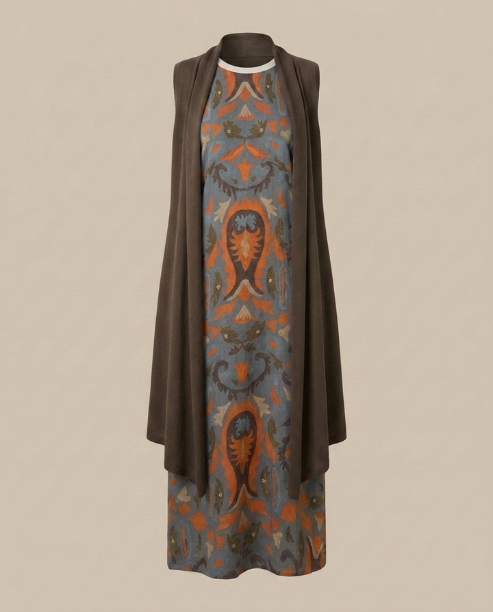Daniela - Langes Kleid mit passendem Gilet