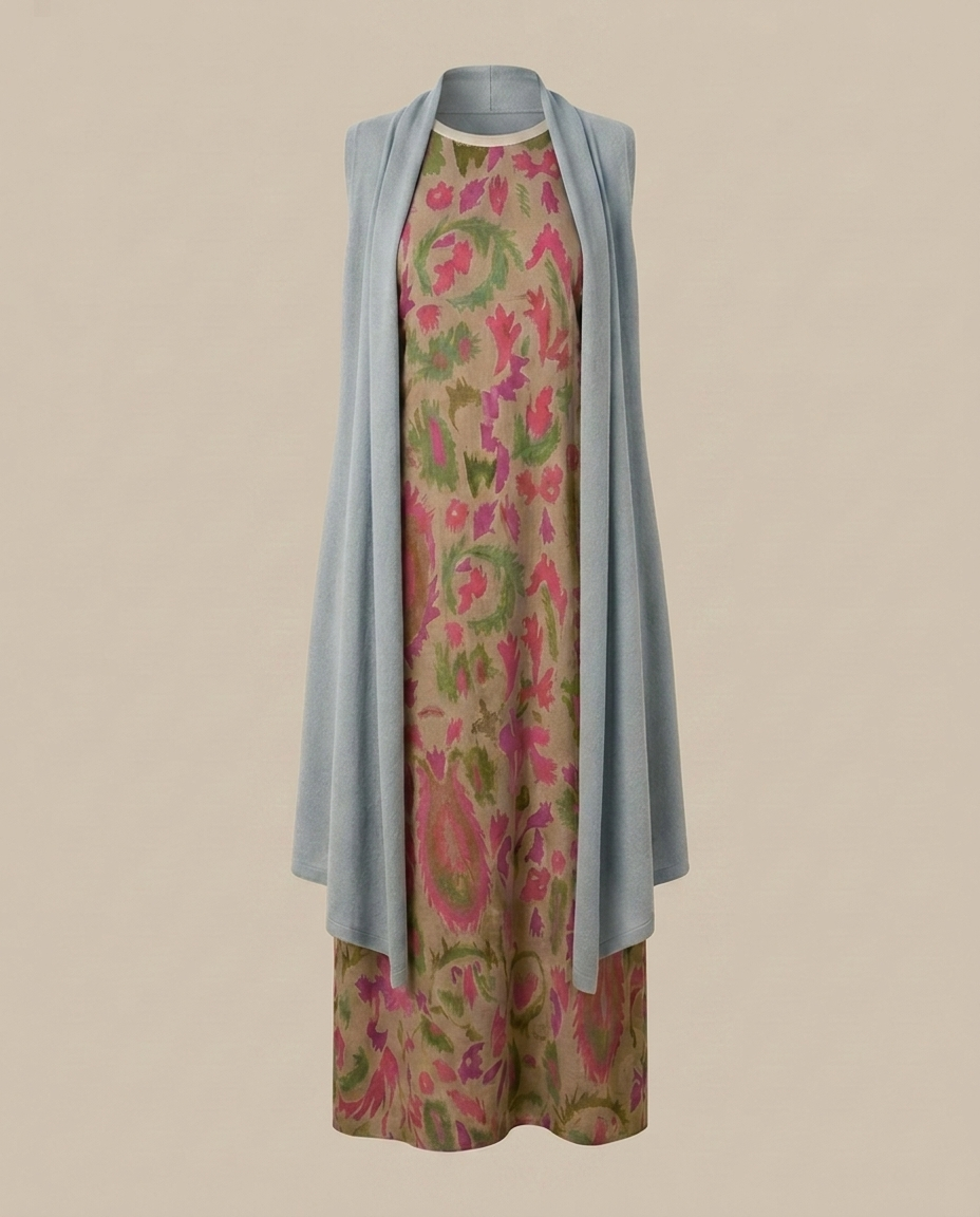 Daniela - Langes Kleid mit passendem Gilet