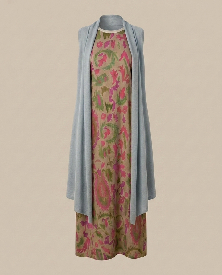 Daniela - Langes Kleid mit passendem Gilet